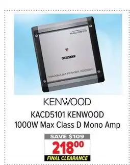 2001 Audio Video KENWOOD 1000W Max Class D Mono Amp offer