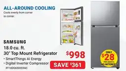 Visions Electronics SAMSUNG 18.0 cu. ft. 30 Top Mount Refrigerator offer