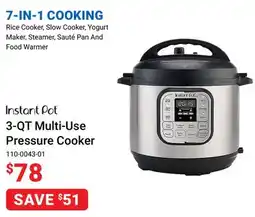 Visions Electronics Instant Pot 3-QT Multi-Use Pressure Cooker offer