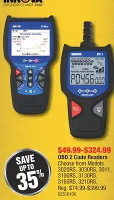 PartSource INNOVA OBD 2 Code Readers offer