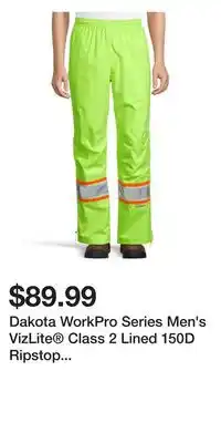 Mark's Dakota WorkPro Series Men's VizLite Class 2 Lined 150D Ripstop Elastic Waist Pants offer