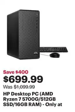 Best Buy HP Desktop PC (AMD Ryzen 7 5700G/512GB SSD/16GB RAM) - Only at Best Buy offer