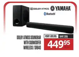 Centre Hi-Fi Yamaha DOLBY ATMOS SOUNDBAR WITH SUBWOOFER WIRELESS / SRB40 offer