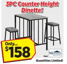 Surplus Furniture Grey/Black Metal 3PC Counter Height Dinette offer