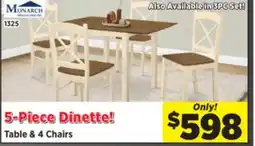 Surplus Furniture Cream & Oak 5Pc Dinette Set offer