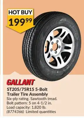 Princess Auto ST205/75R15 5-Bolt Trailer Tire Assembly offer