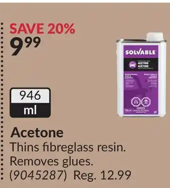 Princess Auto Acetone offer