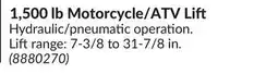 Princess Auto 1, 500 lb Motorcycle/ATV Lift offer