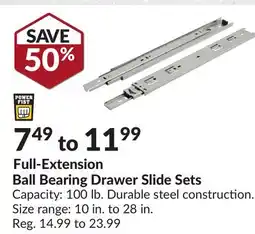 Princess Auto Full-Extension Ball Bearing Drawer Slide Sets offer