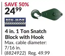 Princess Auto 4 in. 1 Ton Snatch Block with Hook offer