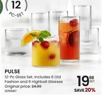 Stokes PULSE 12-Pc Glass Set. Includes 6 Old Fashion and 6 Highball Glasses offer