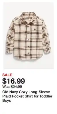 Old Navy Old Navy Cozy Long-Sleeve Plaid Pocket Shirt for Toddler Boys offer