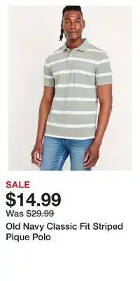 Old Navy Old Navy Classic Fit Striped Pique Polo offer