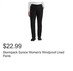 Costco Stormpack Sunice Women's Windproof Lined Pants offer