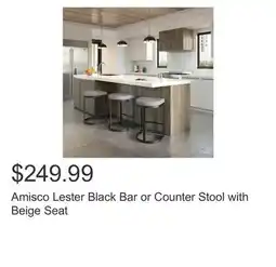 Costco Amisco Lester Black Bar or Counter Stool with Beige Seat offer