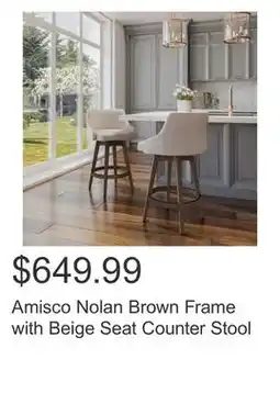 Costco Amisco Nolan Brown Frame with Beige Seat Counter Stool offer