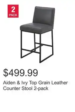 Costco Aiden & Ivy Top Grain Leather Counter Stool 2-pack offer