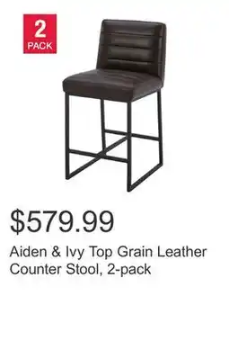 Costco Aiden & Ivy Top Grain Leather Counter Stool, 2-pack offer