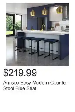 Costco Amisco Easy Modern Counter Stool Blue Seat offer