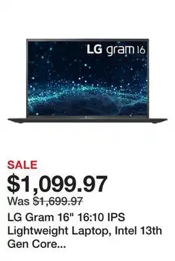 Newegg LG Gram 16 16:10 IPS Lightweight Laptop, Intel 13th Gen Core i7-1360P, Intel Iris Xe Graphics, 16GB DDR4 RAM, 1TB SSD, Thunde offer