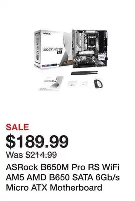 Newegg ASRock B650M Pro RS WiFi AM5 AMD B650 SATA 6Gb/s Micro ATX Motherboard offer