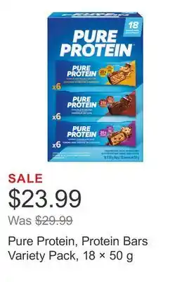 Costco Pure Protein, Protein Bars Variety Pack, 18 × 50 g offer