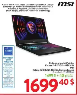 Walmart MSI Katana 15 B13VGK-1833CA Gaming Laptop offer