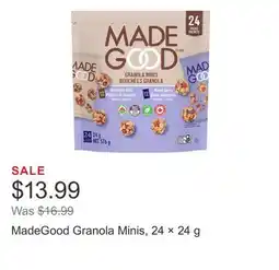 Costco MadeGood Granola Minis, 24 × 24 g offer