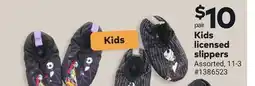 Giant Tiger Kids licensed slippers offer