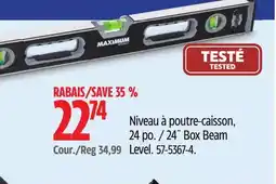 Canadian Tire MAXIMUM 24 Box Beam Level offer