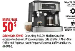 Canadian Tire DeLonghi All-in-One Coffee and Espresso Maker Prepares Espresso, Coffee and Lattes offer