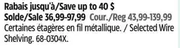 Canadian Tire FOR LIVING Selected Wire Shelving offer