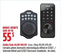 Canadian Tire Selected Alfred and EZSET Electronic Deadbolts offer