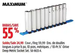 Canadian Tire MAXIMUM 10-Pc 1⁄2˝-Drive Deep Metric Socket Set offer