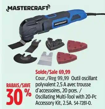 Canadian Tire Mastercraft Oscillating Multi-Tool with 20-Pc Accessory Kit, 2.5A offer