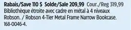 Canadian Tire CANVAS Robson 4-Tier Metal Frame Narrow Bookcase offer
