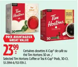 Canadian Tire Selected Tim Hortons Coffee or Tea K-Cup Pods, 30-Ct offer
