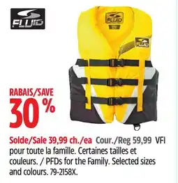 Canadian Tire Fluid PFDs for the Family offer