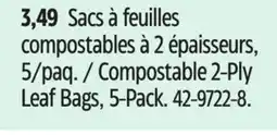 Canadian Tire CTC Compostable 2-Ply Leaf Bags, 5-Pack offer