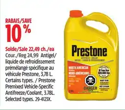 Canadian Tire Prestone Premixed Vehicle-Specific Antifreeze/Coolant, 3.78L offer