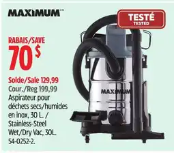 Canadian Tire MAXIMUM Stainless-Steel Wet/Dry Vac, 30L offer