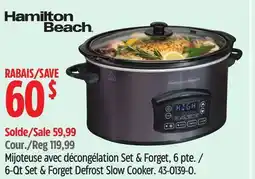 Canadian Tire Hamilton Beach 6-Qt Set & Forget Defrost Slow Cooker offer