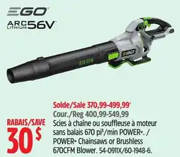Canadian Tire EGO POWER+ Chainsaws or Brushless 670CFM Blower offer