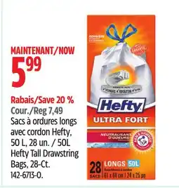 Canadian Tire 50L Hefty Tall Drawstring Bags, 28-Ct offer