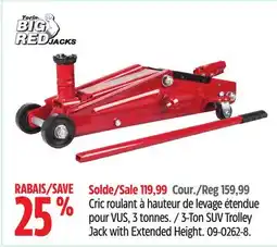 Canadian Tire Big Red 3-Ton SUV Trolley Jack with Extended Height offer