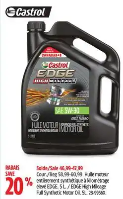 Canadian Tire Castrol EDGE High Mileage Full Synthetic Motor Oil offer