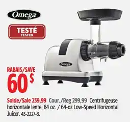 Canadian Tire Omega 64-oz Low-Speed Horizontal Juicer offer