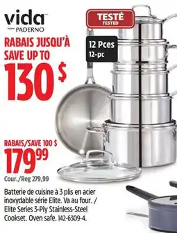 Canadian Tire Vida by PADERNO Elite Series 3-Ply Stainless-Steel Cookset offer