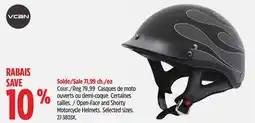 Canadian Tire VCAN Open-Face and Shorty Motorcycle Helmets offer