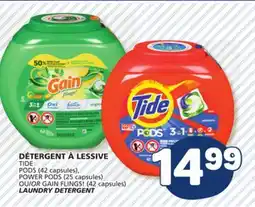 Marché Bonichoix TIDE PODS (42 capsules), POWER PODS (25 capsules) OR GAIN FLINGS! (42 capsules) LAUNDRY DETERGENT offer